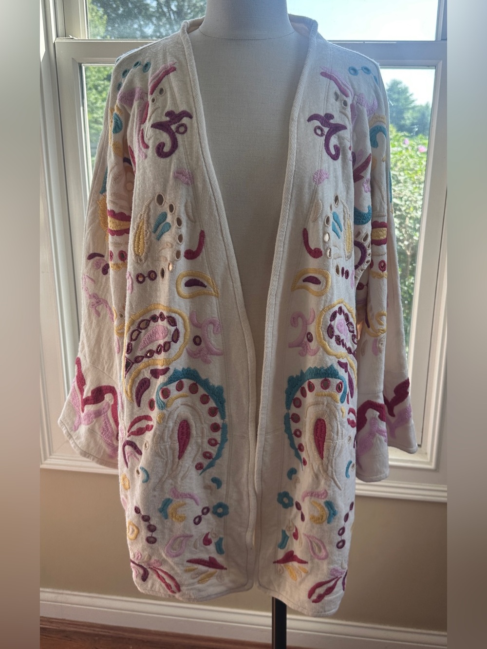 NWT $350 Johnny Was Biya Short Kimono Fletcher, Size XL, Embroidered